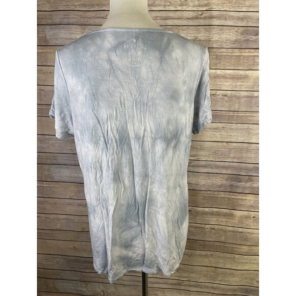 American Eagle Soft & Sexy Large Tie Dyed Top Blue White Boho Criss Cross Front - Picture 5 of 10